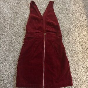 Elegant Burgundy Corduroy Dress